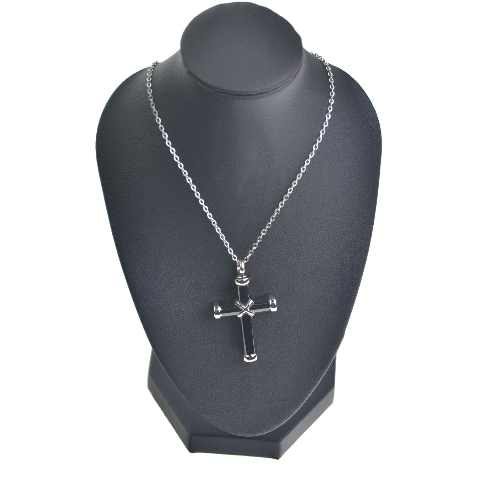 Cross Shape Stainless Steel Cremation Jewelry Hold Ashes Keepsake Urn Necklace
