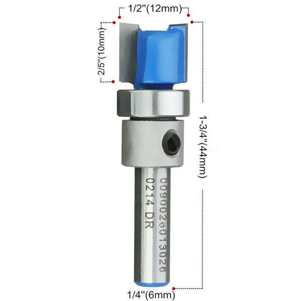8pc 1/4'' Shank 1/2" Bearing Mortise/Template Flush Trim Cutter Router Bit