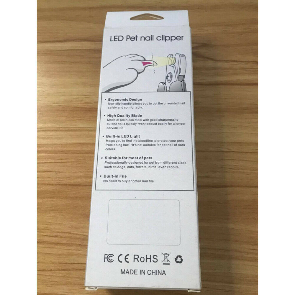 LED Pet Nail Toe Clippers Professional Dog Cat Trimmer Safety Guard Nail File
