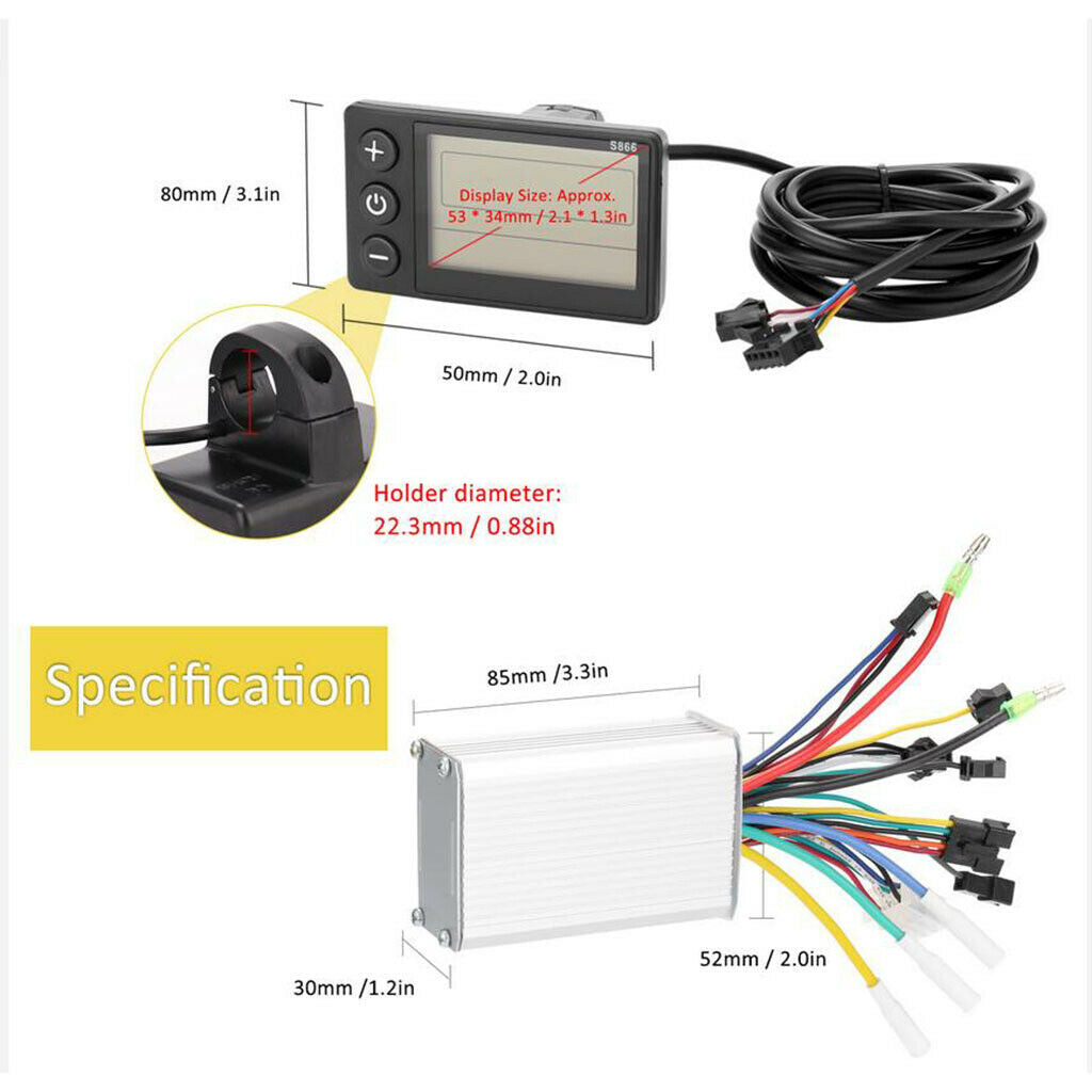Electric Bicycle LCD Display Controller Kit 350W 24-48V LCD   Conversion