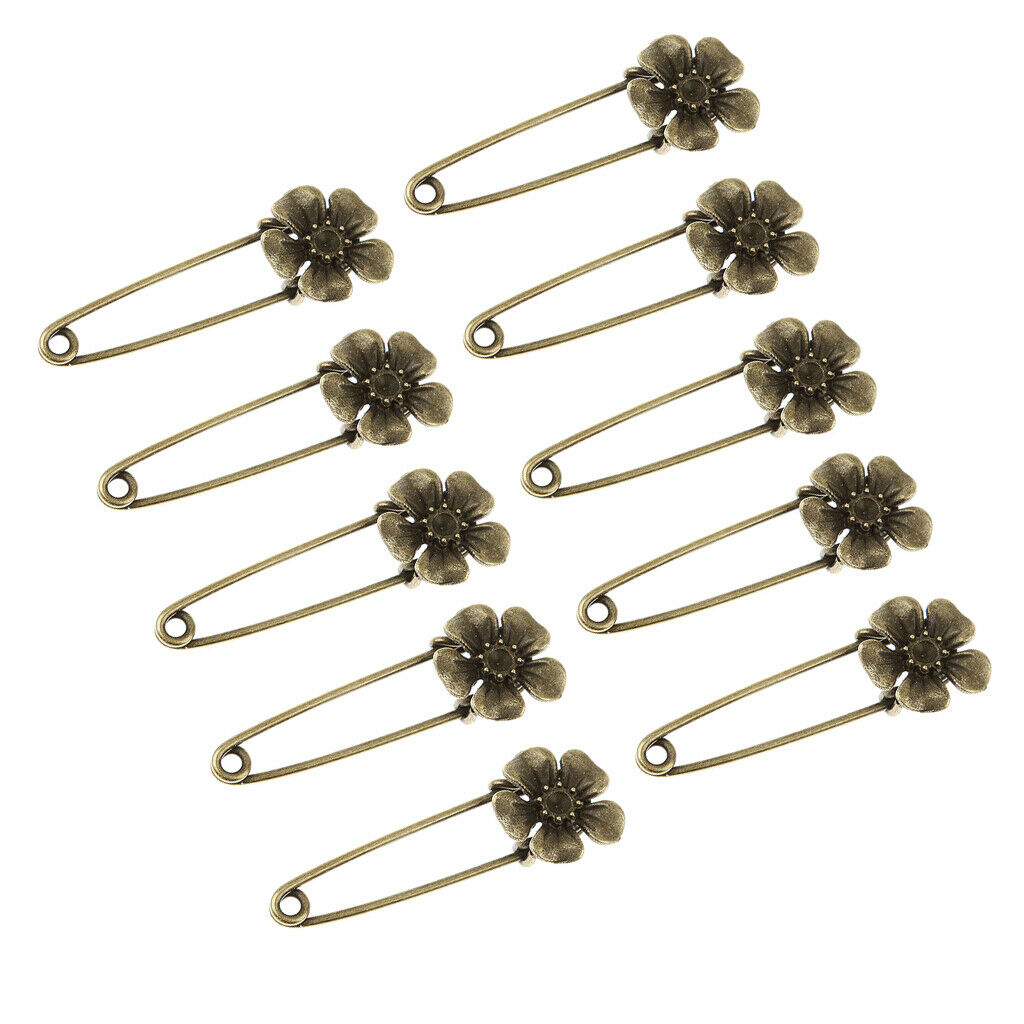 10 Bronze Retro Alloy DIY Pin Scarf Brooches Crafts Jewelry 5-Petals-Shaped
