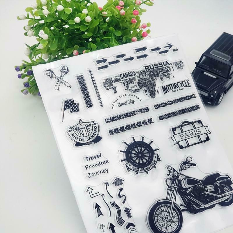 Motorcycle Travel Silicone Clear Seal Stamp DIY Scrapbooking Embossing Photo