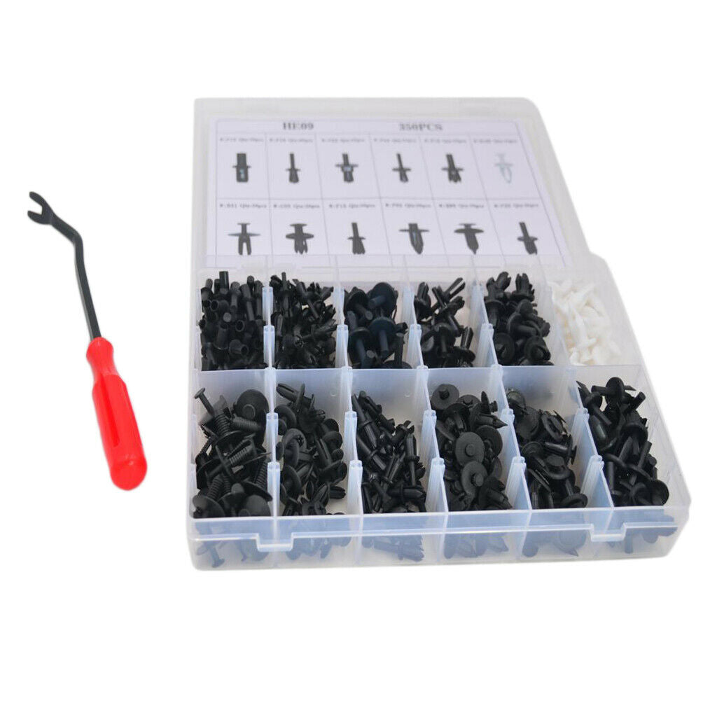 350 Pack Car Body Push Pin Rivet Fasteners Screw Splash Guard Hood Kit