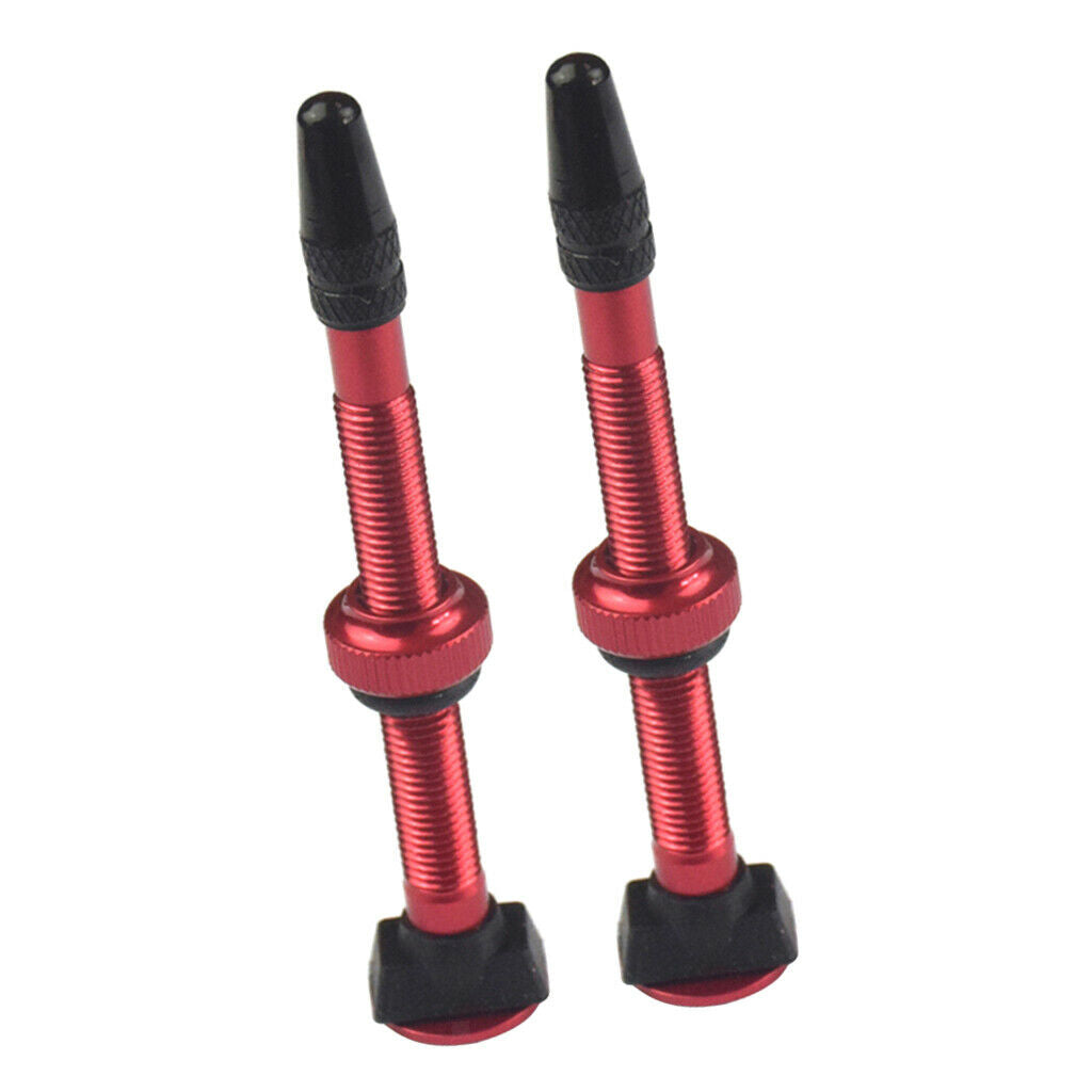 4Pcs Alloy 60mm Red Mountain Bike Tubeless Presta Valve Stem Kit Universal
