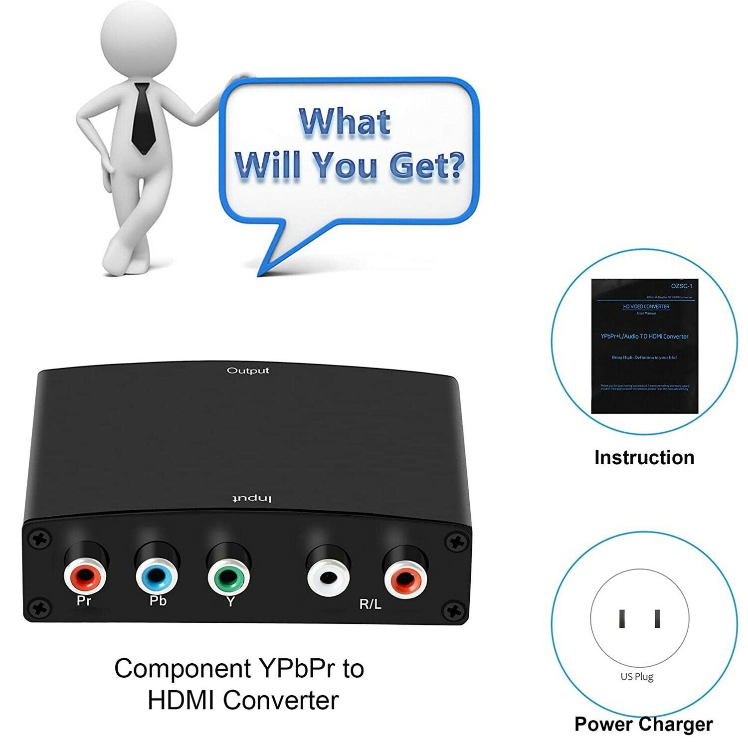 4X(YPbPr to MI Adapter, 5RCA RGB L/R Video to MI Converter, 1080P Audio ForK6O2)