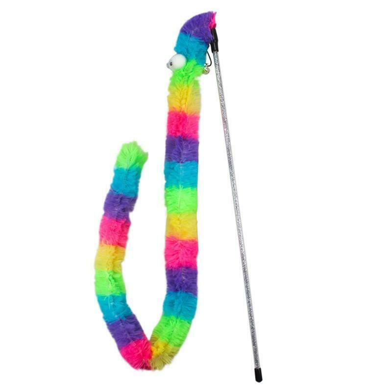 Cat Toys Interactive Play Wand with Feather Lifelike Caterpillar