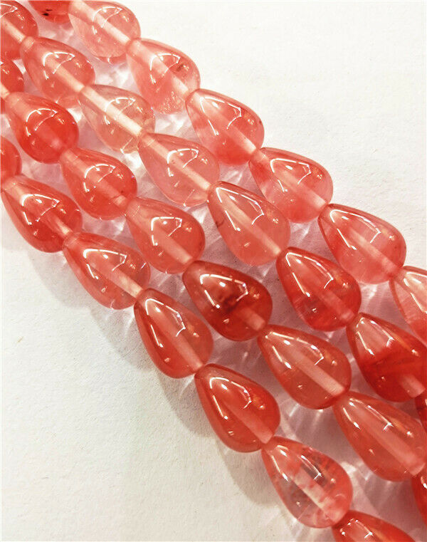 1 Strand 14x10mm Red Cherry Quartz Teardrop Spacer Loose Beads 15.5inch HH7848