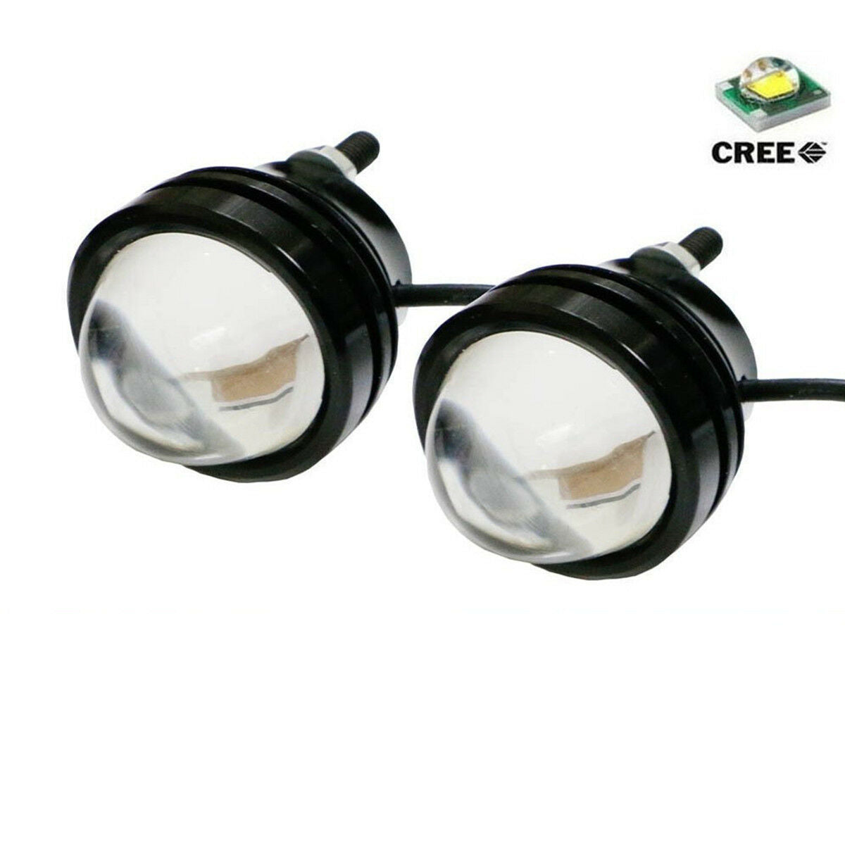 2 Pcs High Power Fish Eye LED Projector Fog Light Xenon White 5W  DRL Lamps