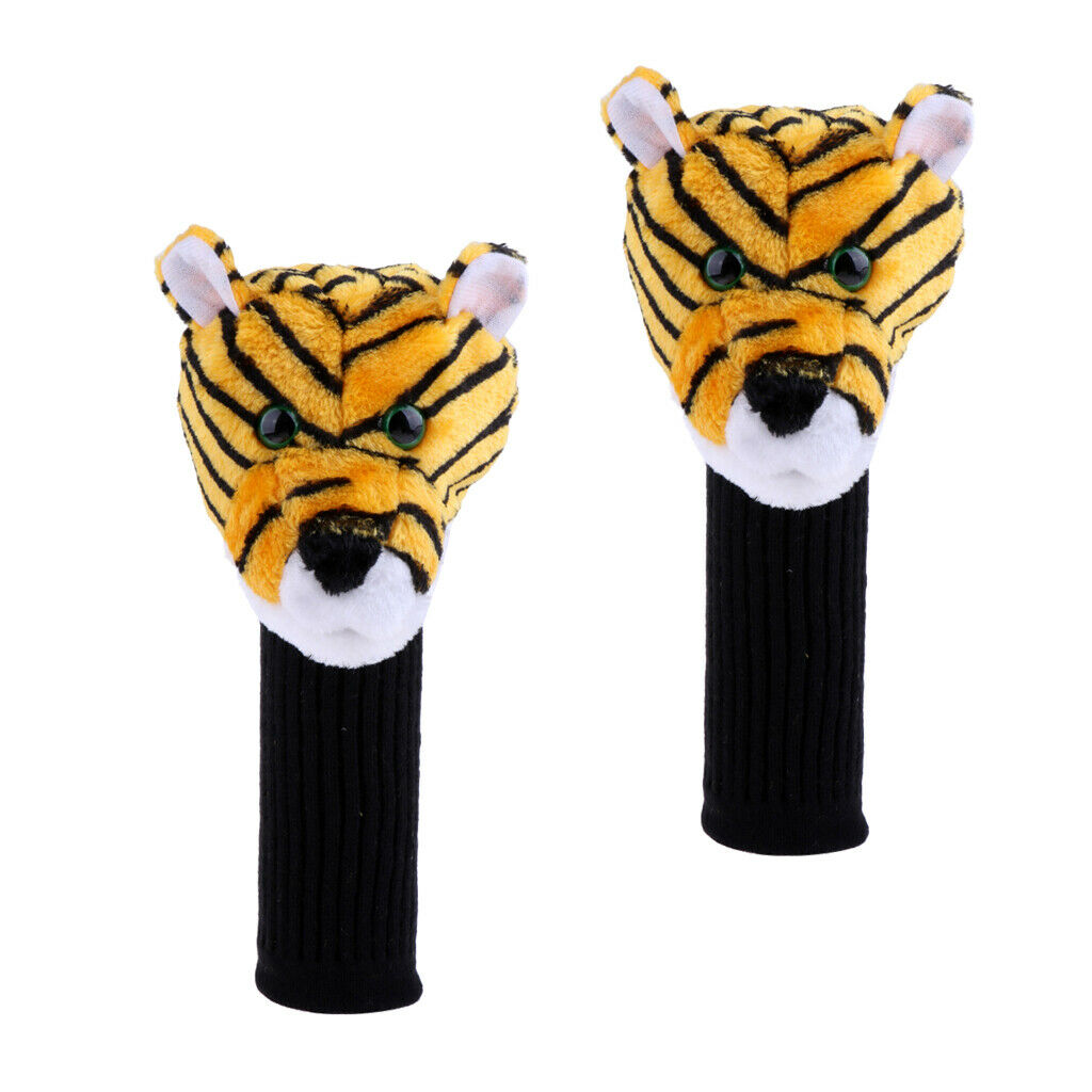 2pcs Tiger Head Golf Club Wood Driver Headcover - Durable & Portable Cool Style