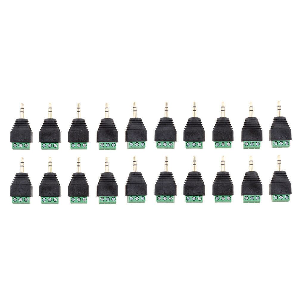 20 packs of 3.5 mm stereo audio plug to 3 screw AV connection socket