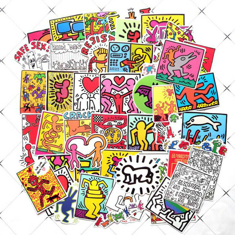 50Pcs Keith Haring Stickers Waterproof Laptop Skateboard Luggage Guitar Stic GR
