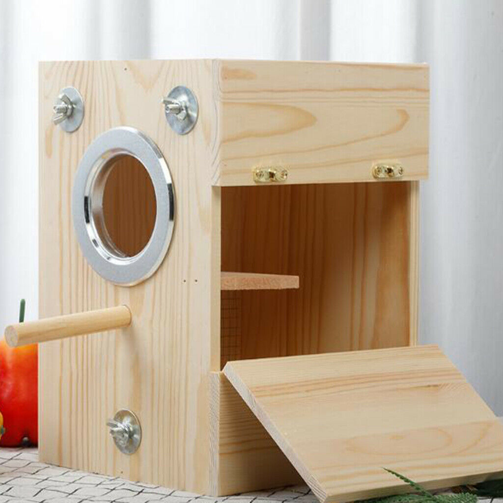 Natural Parakeet Nesting Box, Bird Nest Breeding Box Cage Wood House for Finch
