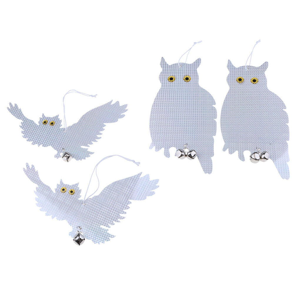 2 Pair Reflective Flying Owl Decoy & Bird Repellent Scarecrow Bird Deterrent