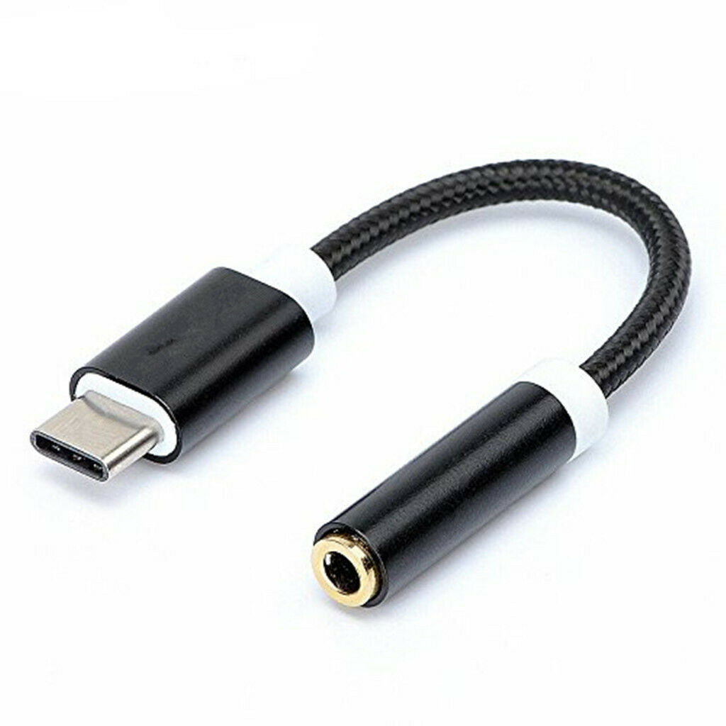 2Pack Universal USB Type C to 3.5mm Female Headphone AUX Adapter Cable Black