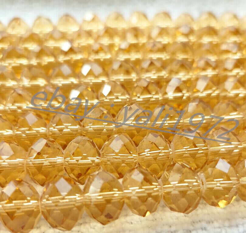 Wholesale 72pcs 10x12mm Champagne Faceted Crystal Rondelle Loose Beads