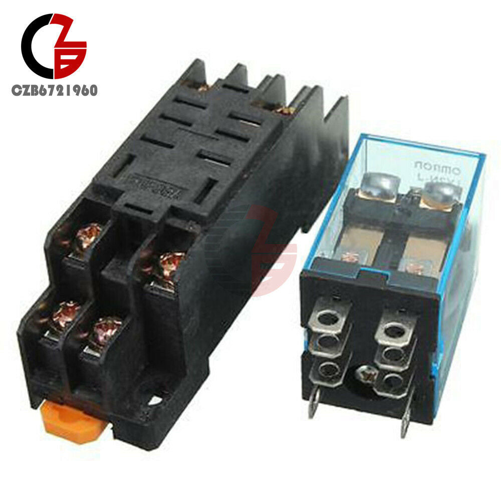 DC 12V Coil Power Relay LY2NJ 8 Pin HH62P-L JQX-13F10A 250V AC with Socket Base