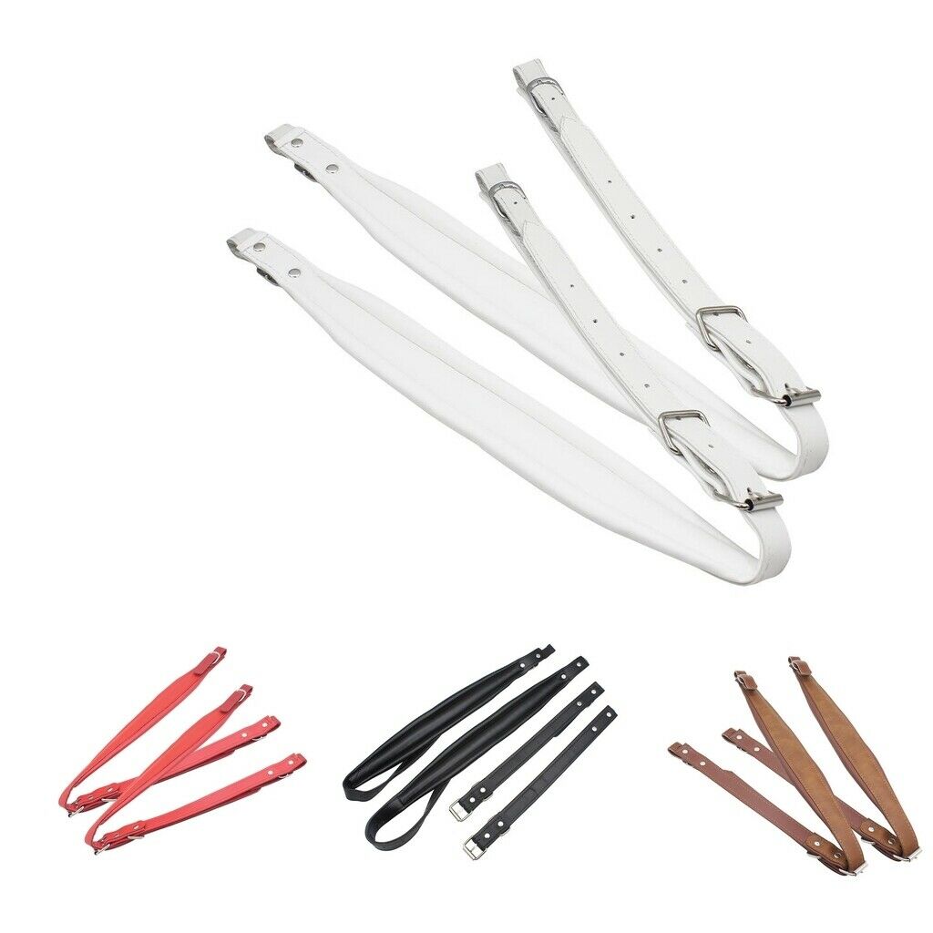 1 Pair Leather Accordion Straps Adjustable Straps Protection Belts White