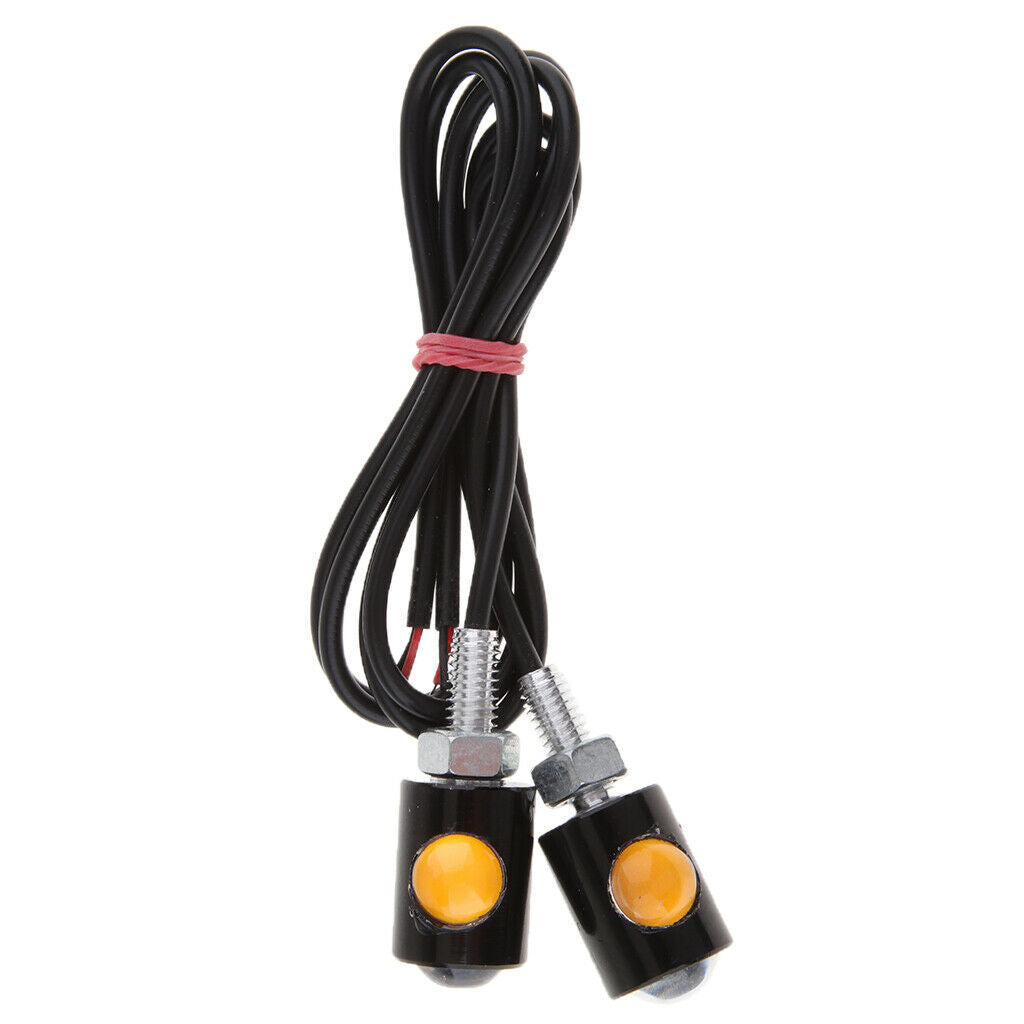 Pair Amber LED SMD Motorbikes Car License Plate Stud Screw Bolt Light Lamp Bulb