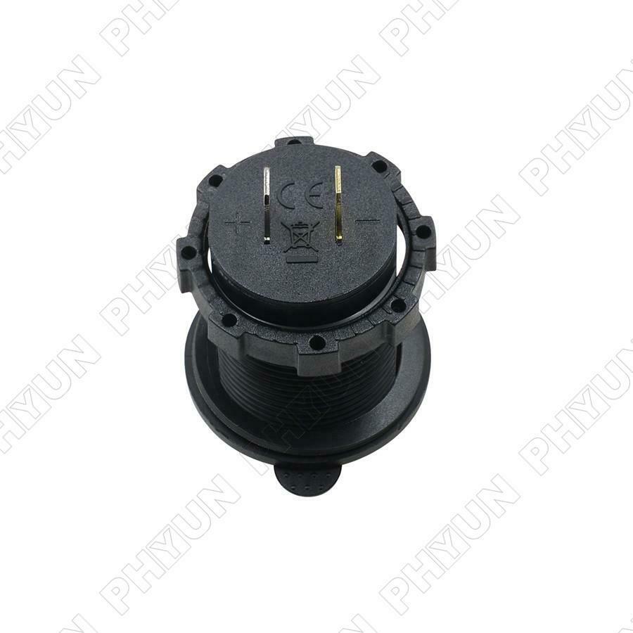 4.2A Car Motorcycle Dual USB Fast Charger w/ Wire & Terminal Touch Switch 12-24V