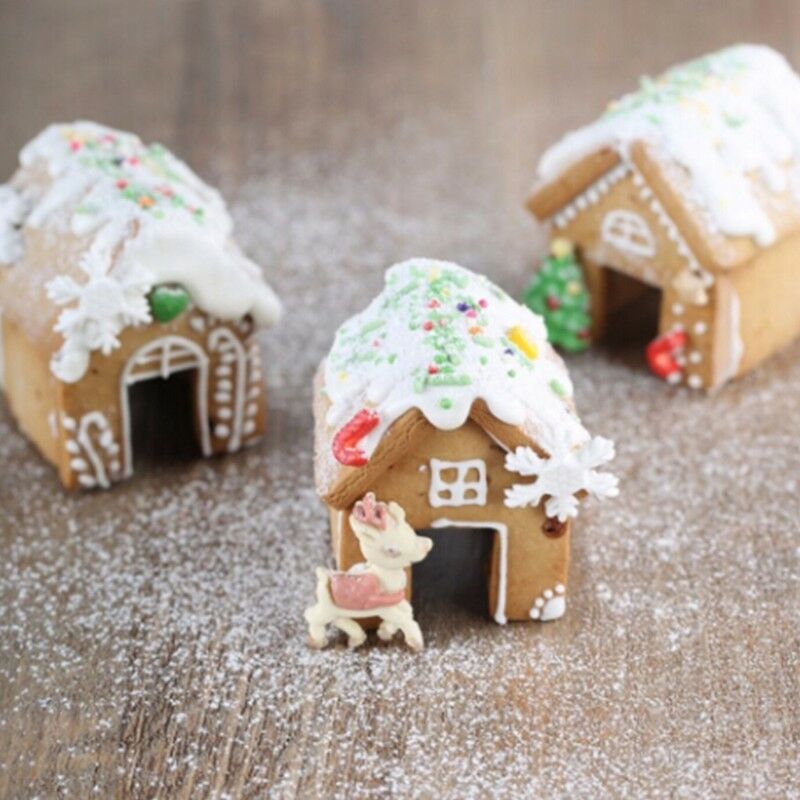 Mini Gingerbread House Cookie Cutter Set 3 Pieces Stainless Steel Biscuit Mold