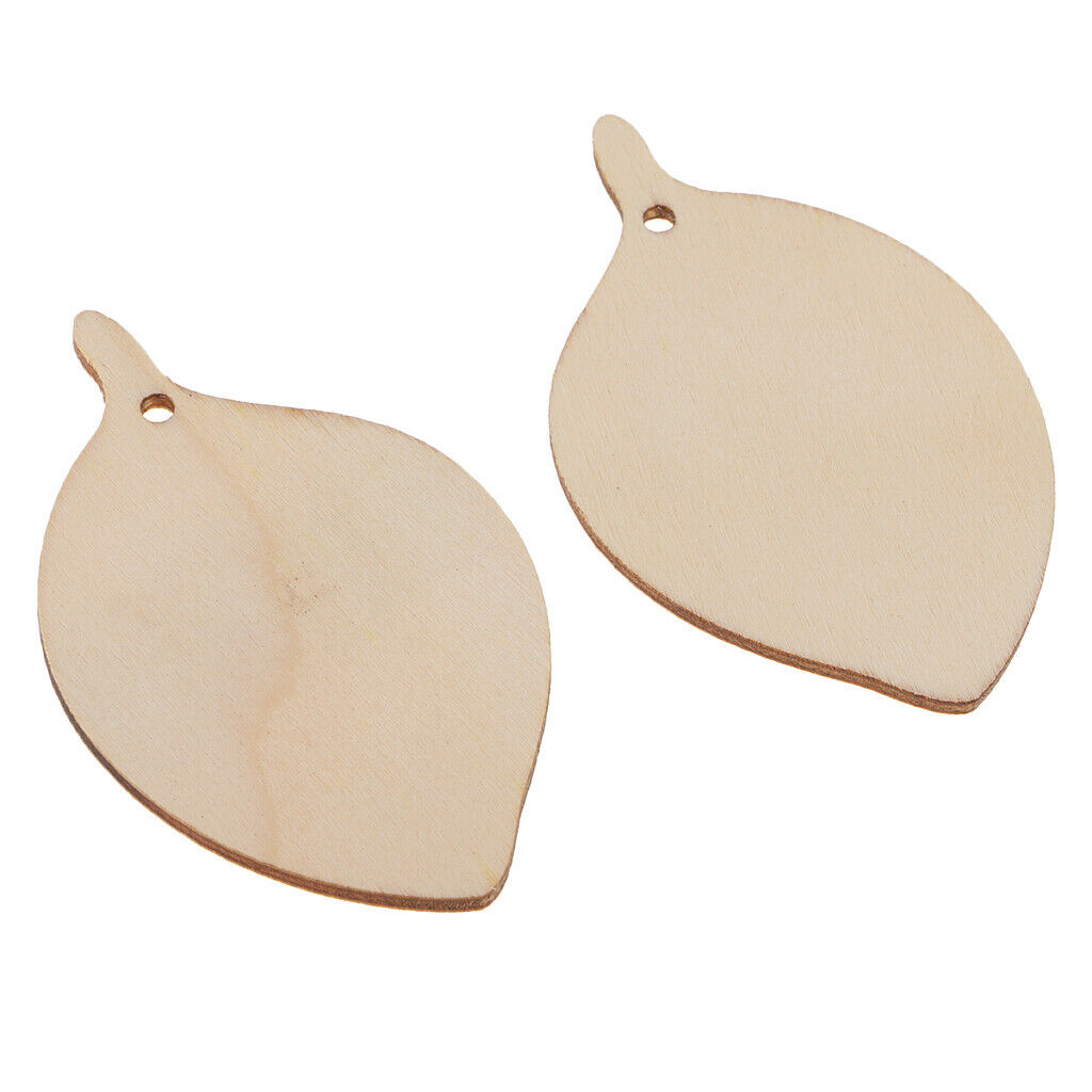 5X 10 Pieces Unfinished Wood Leaf Shapes Craft Wooden Tags Bodhi leaf 80x48x2mm