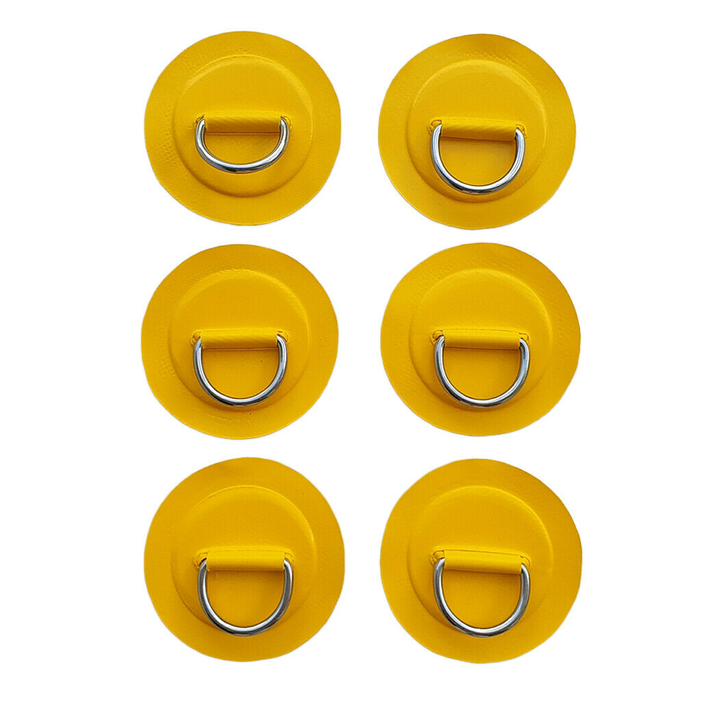 6Pcs Stainless Steel D-Ring Round Patch Pad for Inflatable Boat Kayak Dinghy
