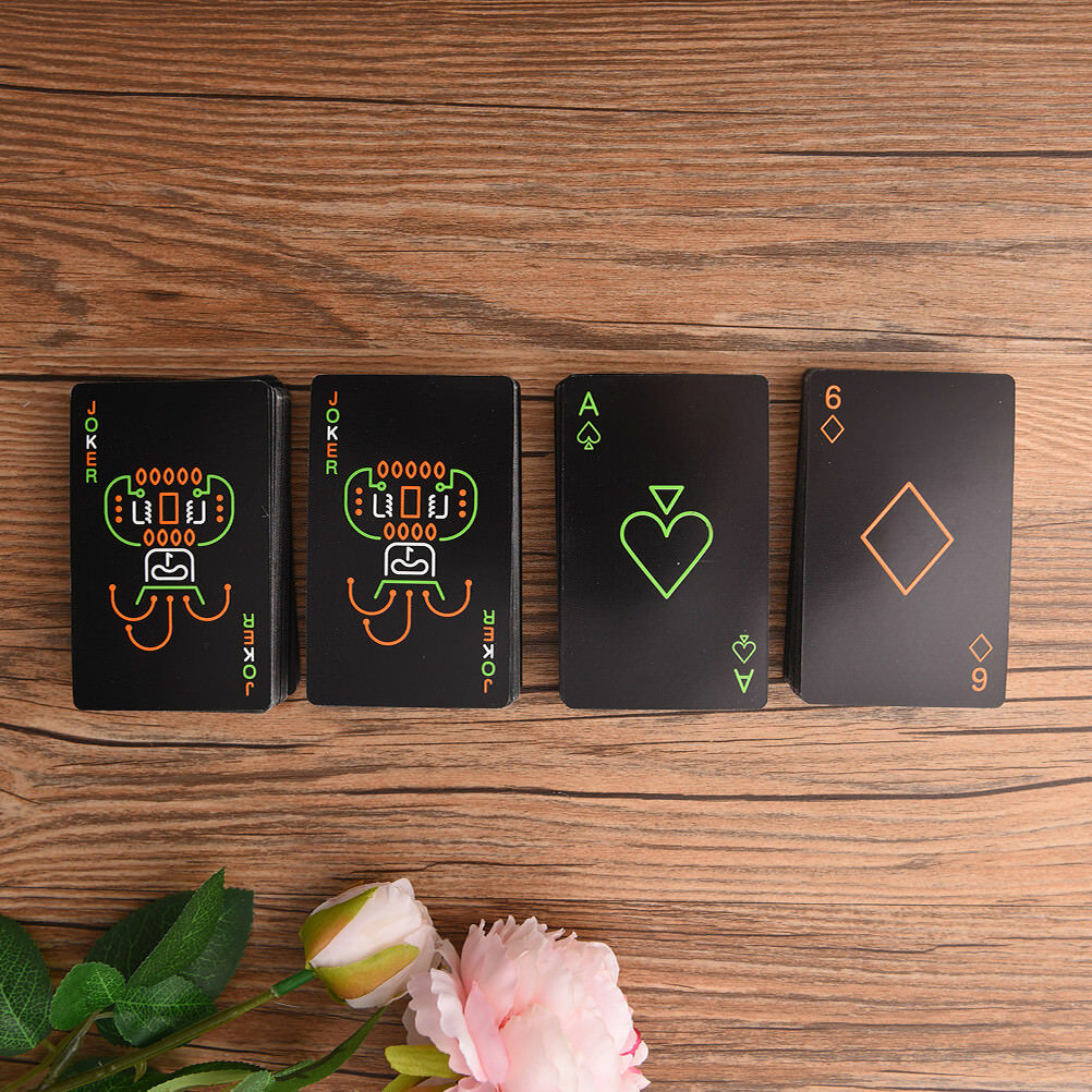 Black Fluorescen Poker Cards Night Luminous Playing Cards Board game  Nice US