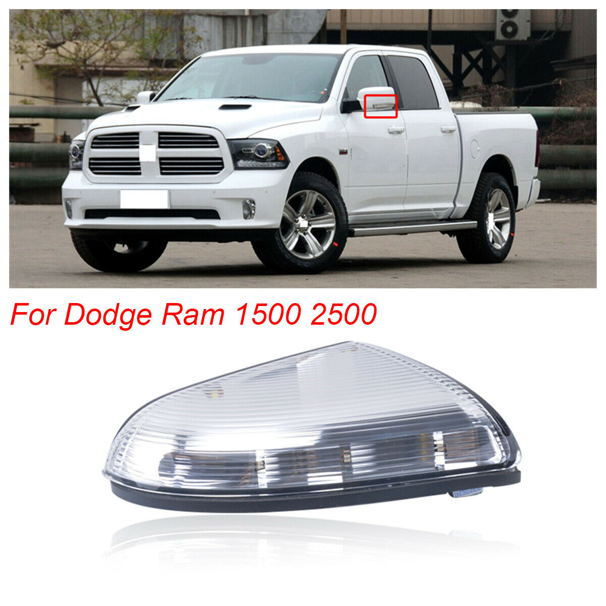 1PCS For Dodge Ram 1500 2500 Car Front Passenger Side Mirror Turn Signal Left