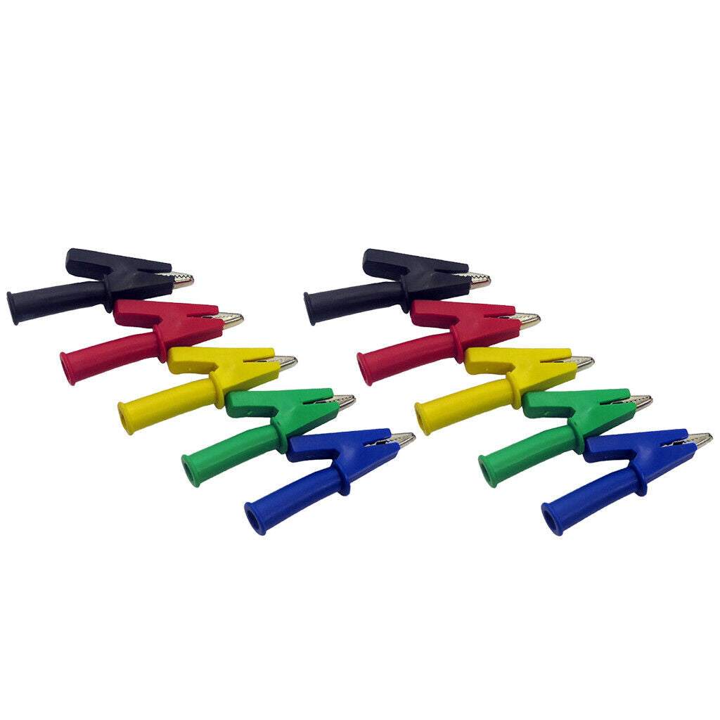 10pcs Alligator Clip Electrical Battery Clamp Test Probe for 4mm Banana Plug