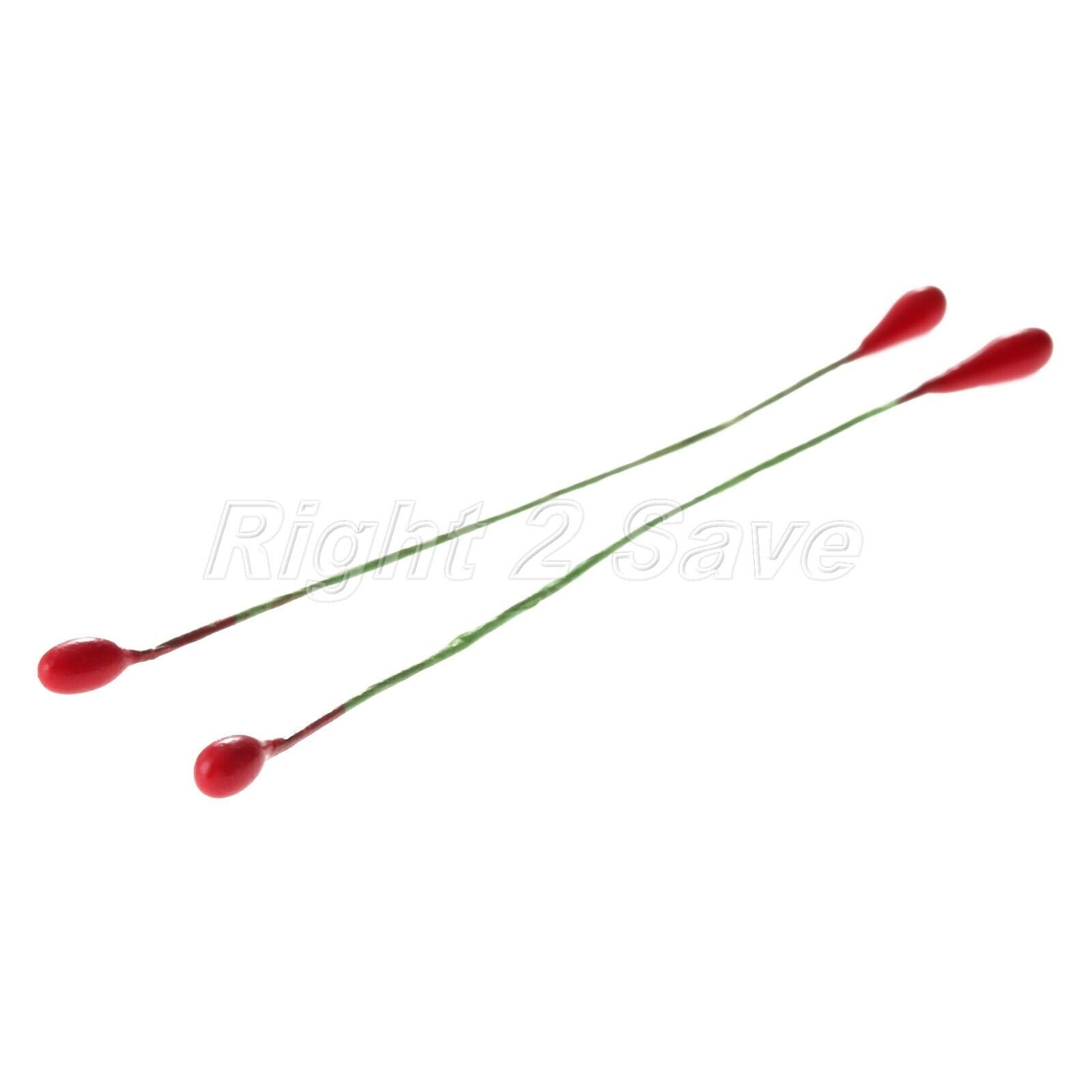 100Pcs Artificial Round Flower Stamens Red Double Sided Wire Wrapped Craft DIY