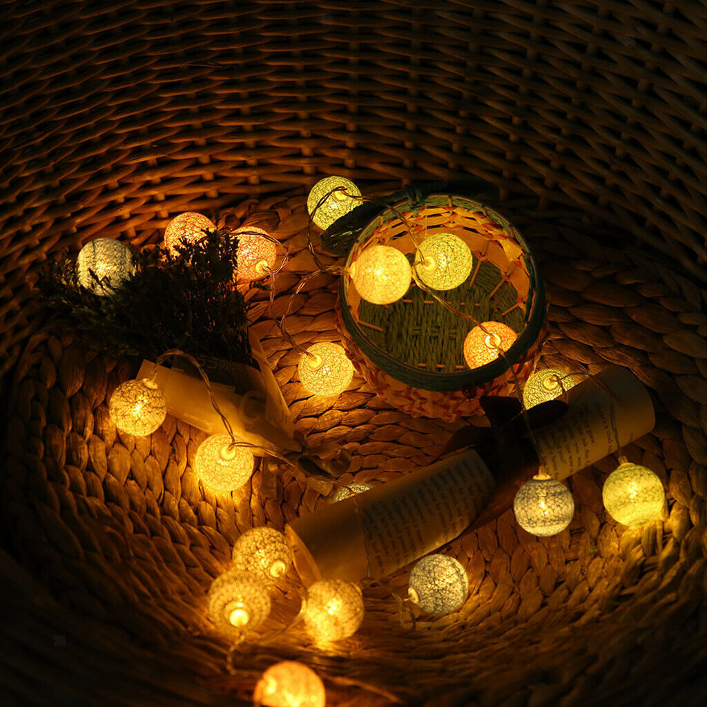 Christmas 20 LED String Light Cotton Ball Fairy Light Party Home Decor