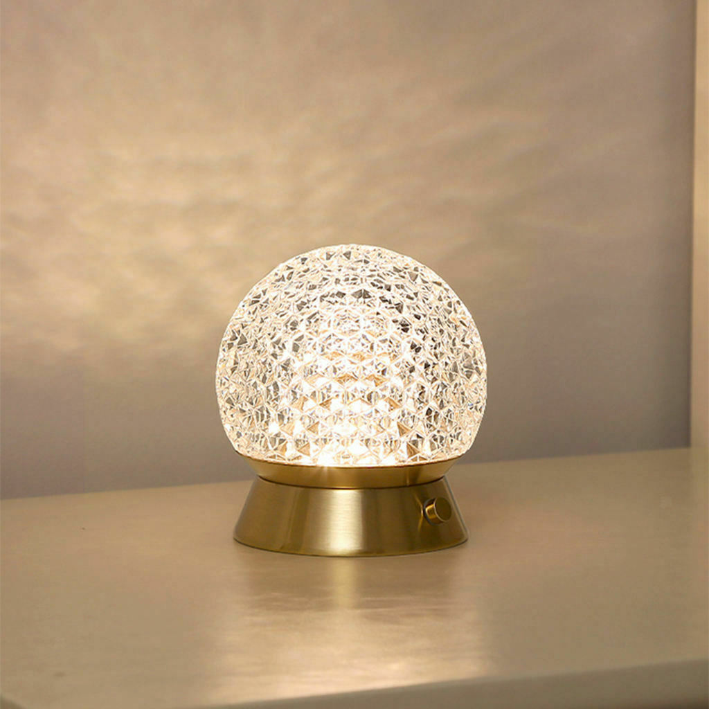 Crystal Desk Lamp Craft Rechargeable Dimmable Decor for NightStand Bedroom