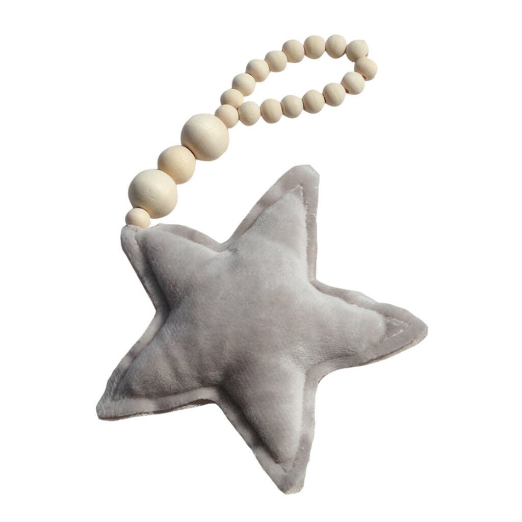 Beaded Grey Star Pendant Wall Hanging Ornament for Kids Bedroom Decoration
