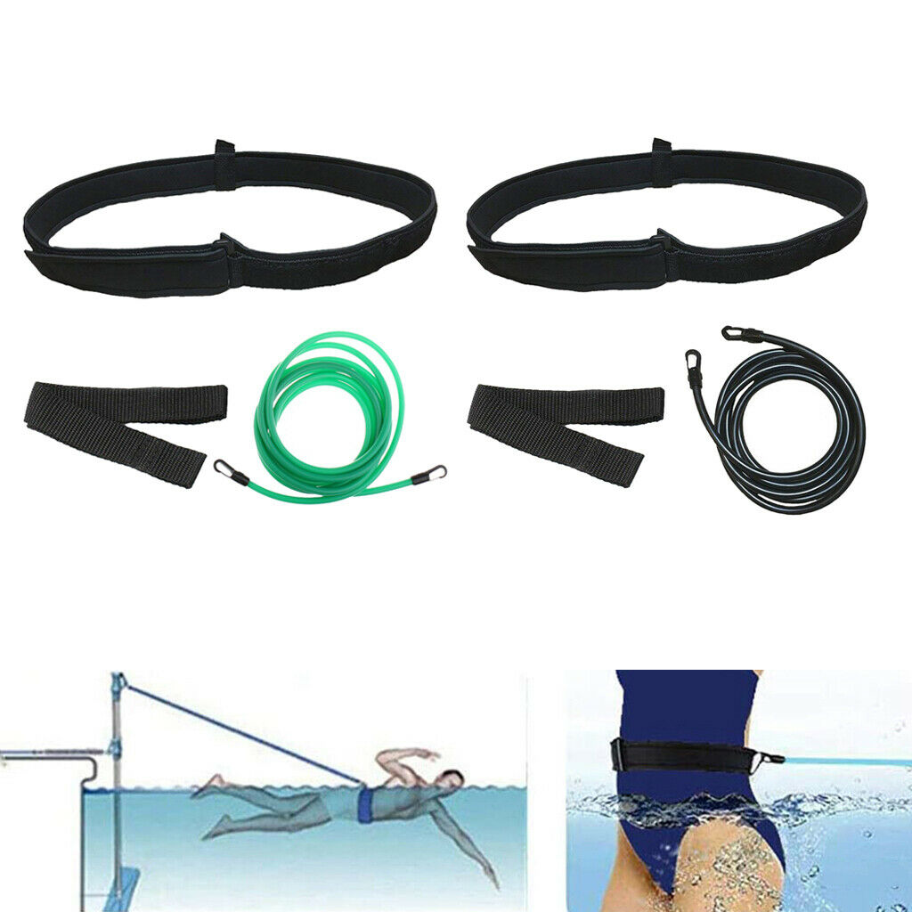 2 Set Swim Training Belt Exerciser Belt Cords Pool Swim Training Supplies