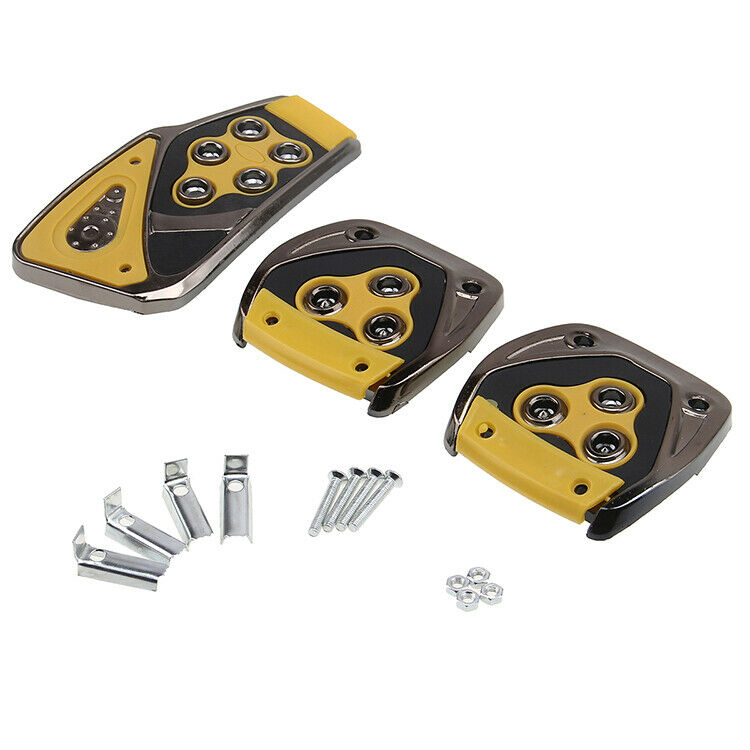 Universal 3Non-slip Yellow Aluminum Manual Car MT Gas Brake Foot Pedal Pad Cover