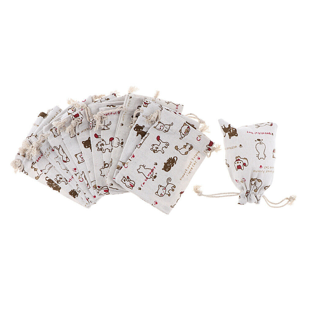 12x Burlap Bag with Drawstring Jute Gift Bag Jewelry Pouches Sacks Bag White