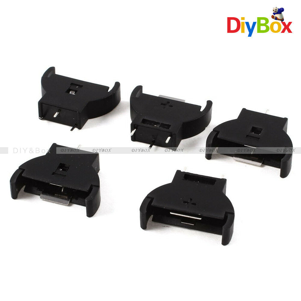 5PCS Black Plastic CR2032 Cell Button Lithium Battery Holder Sockets Case 3V