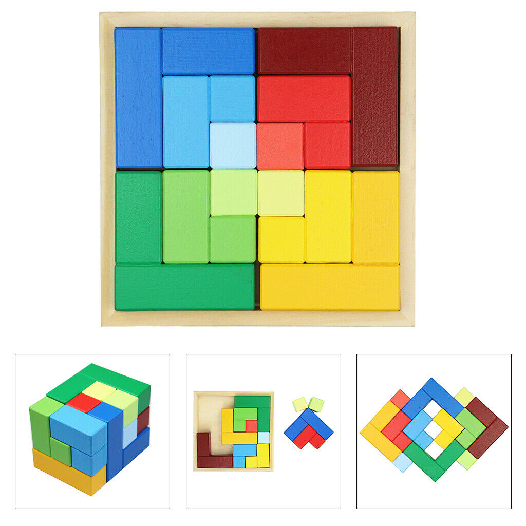 Kids Wood Cubes Building Blocks Puzzle Games Toys Learning Educationals Toys