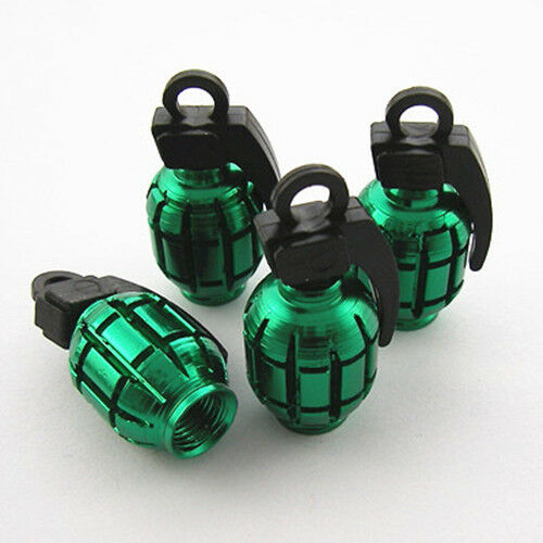 4 Pcs Green Grenade Style Wheel Tire Tyre Valve Caps Stems Dust Cover For BMW