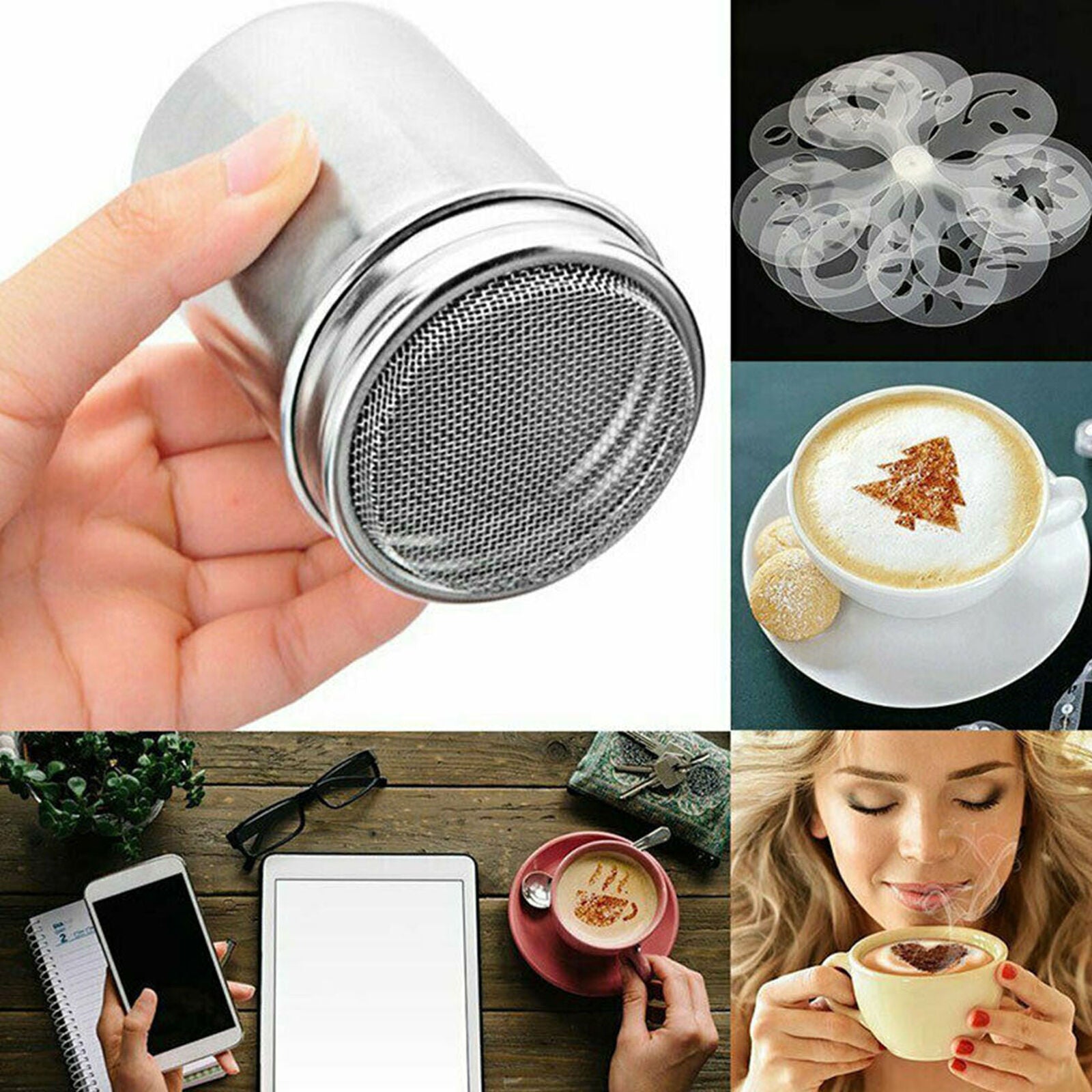 Stainless Steel Chocolate Shaker Powder Sprinkler Flour Coffee Cocoa Sifter