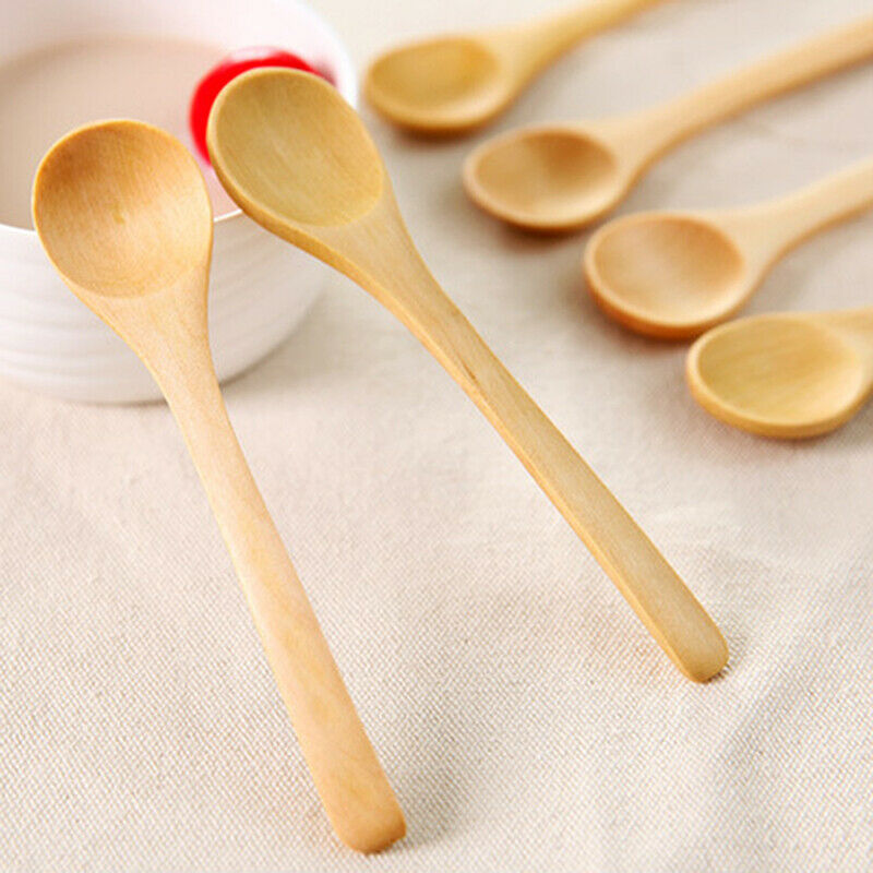 5pcs/lot 13*3cm Wooden Spoon Dessert Coffee Honey Wood Soup Spoon Kitchen.l8