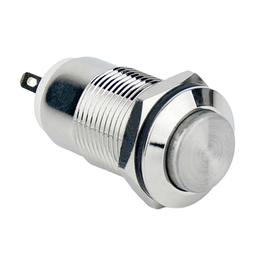 12mm 36V/2A Latching Metal Stainless Push Button Switch ON/OFF Flat 2-pins