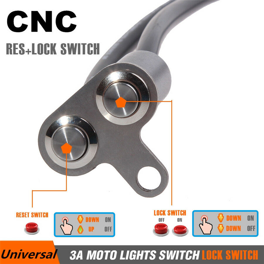 Dual Button Self-Lock &Instantaneous Switch for Lights, Horn, Engine Kill Start