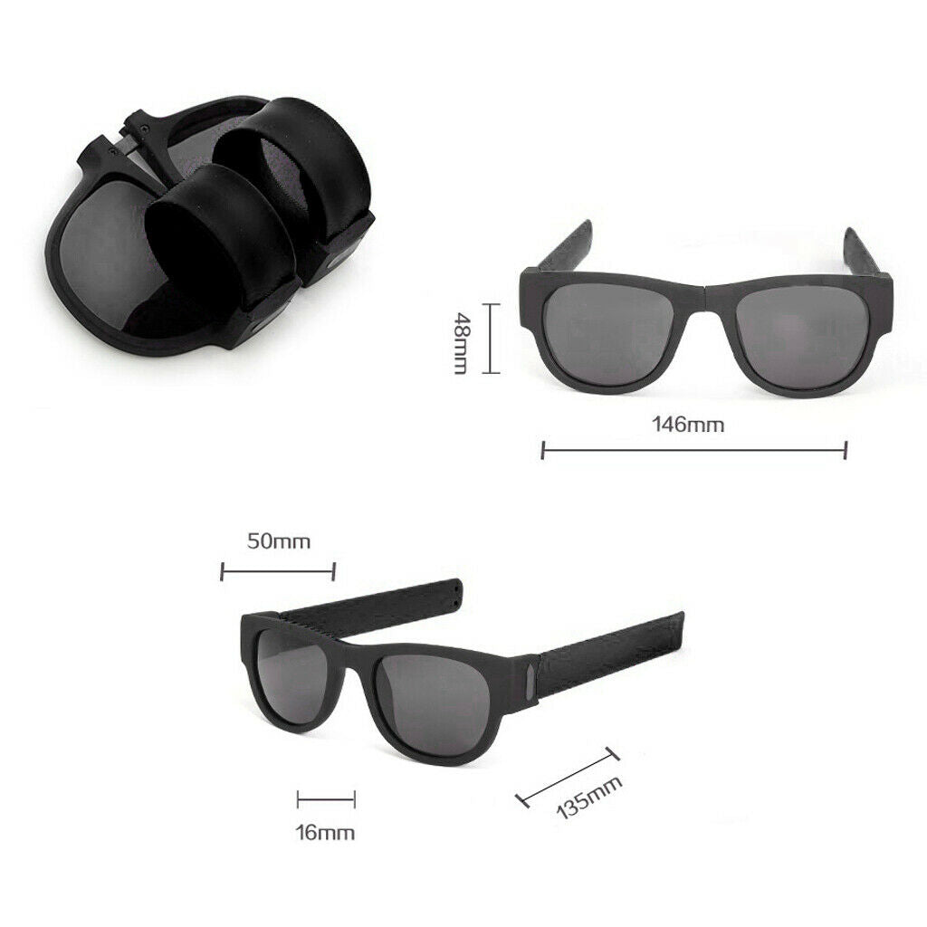 2pcs Folding Sunglasses Outdoor Sun Glasses Slap Bracelet Traveling Trendy