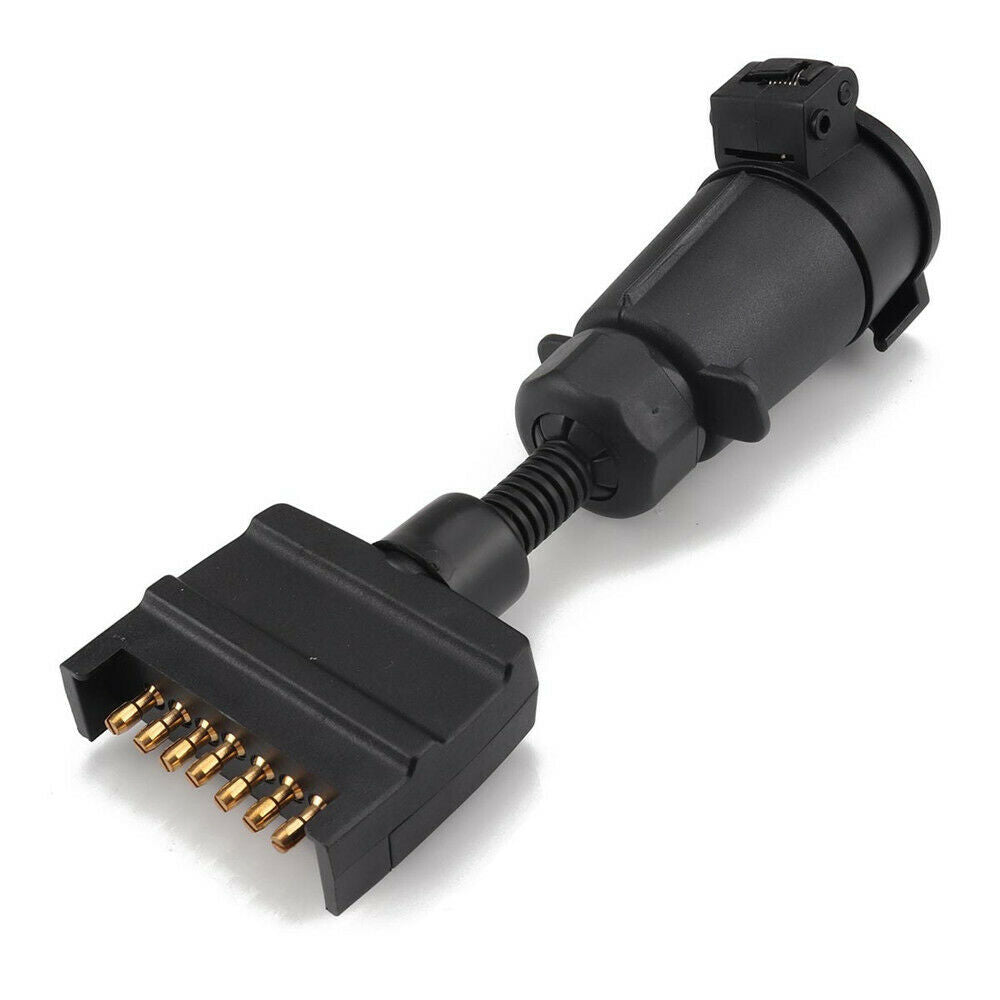 New Car Trailer Adaptor 7 Pin Flat Male plug to 7 Pin Large round Female socket