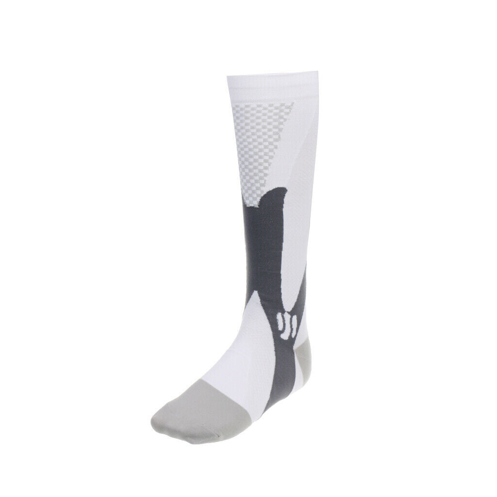 Anti-Slip Football Volleyball Soccer Knee High Sock Sports Socks S/M White