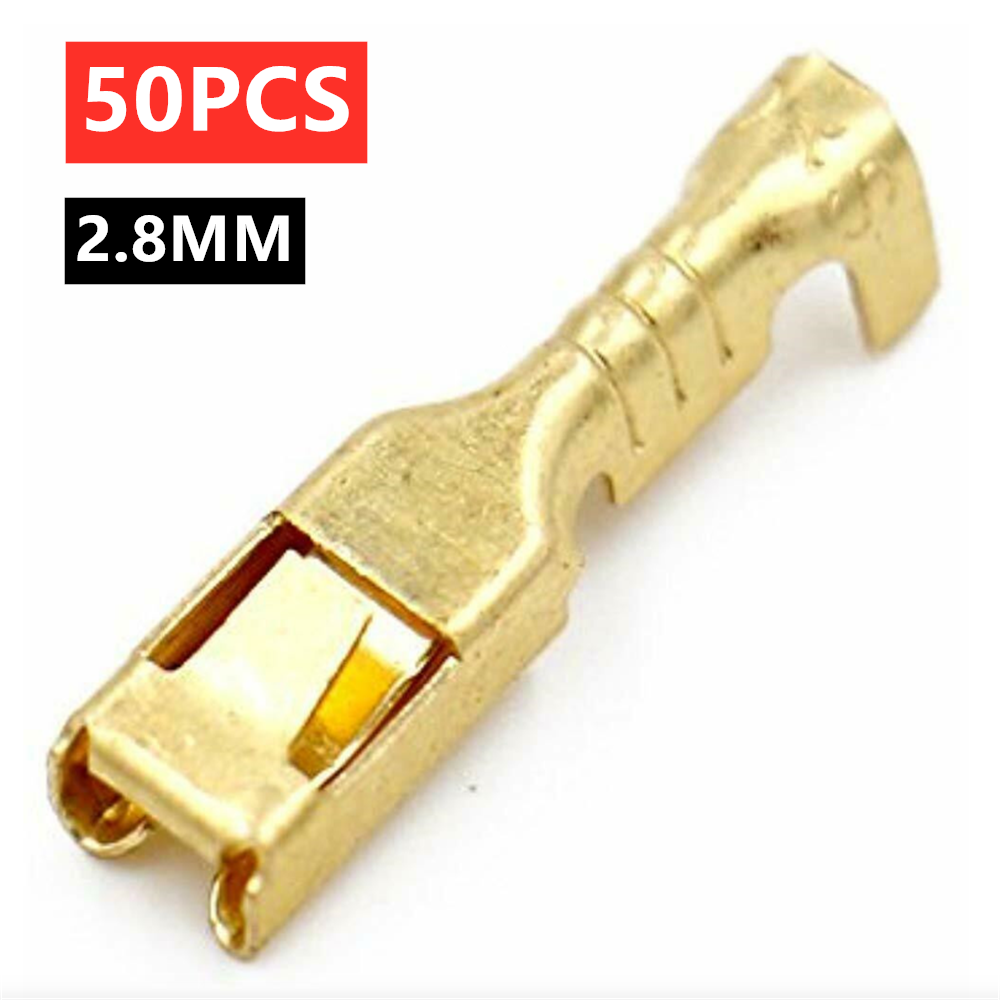 50PCS 2.8mm Female Spade Quick Splice Crimp Terminals Connector Non Insulated