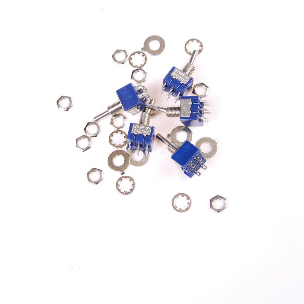 5Pcs 6Pin 3Position ON-OFF-ON DPDT Latching Toggle Switch FH 125V/6A NJR WF