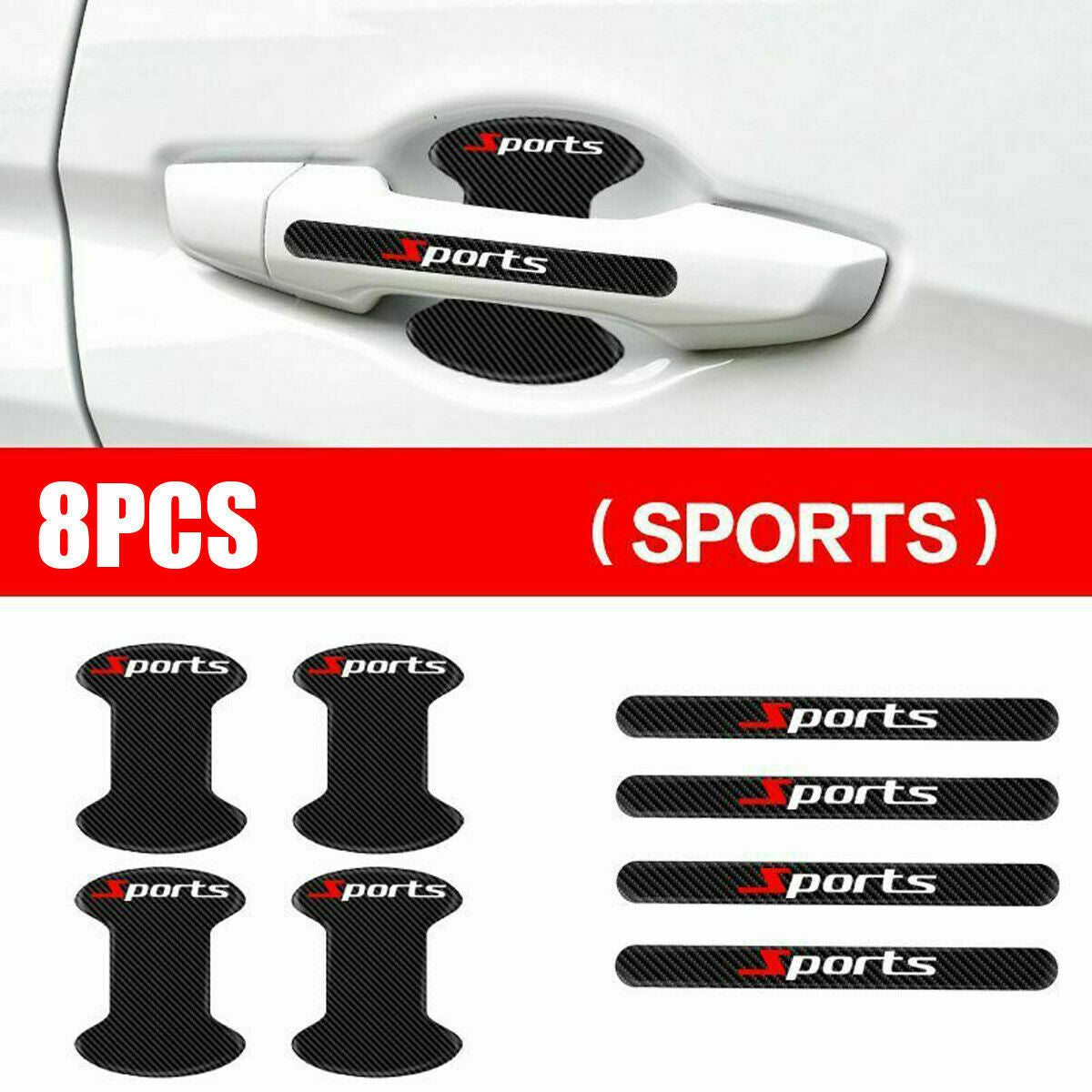 8x Car Accessories Carbon Fiber Auto Door Handle Bowl Stickers Protector Film