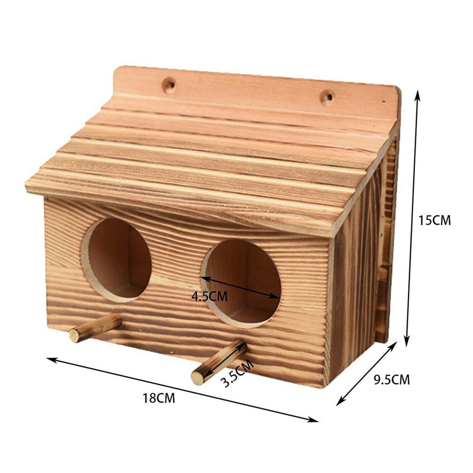 Wooden Birdhouse Garden Decor with 2 Holes